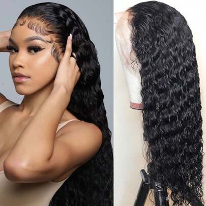 13x4 Deep Wave Lace Front Wigs Human Hair 13x4 HD Lace Frontal Wigs Human Hair Pre Plucked With Baby Hair Deep Curly Lace Frontal Wig Human Hair 150% Density Deep Brazilian Virgin Hair Wig