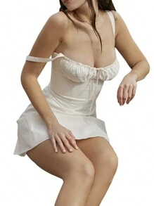 Women's Summer Corset White Mini Dress Lace Up Backless A-Line Flowy Sundress Going Out  Fashion Party Dresses  Graduation Dresses For Women - 白色 - 查看 6