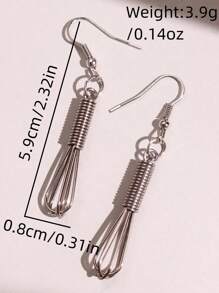 1pair Unique Funny Character Housewife Chef Inspired Realistic Whisk Dangle Earrings