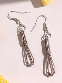 1pair Unique Funny Character Housewife Chef Inspired Realistic Whisk Dangle Earrings