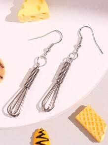 1pair Unique Funny Character Housewife Chef Inspired Realistic Whisk Dangle Earrings