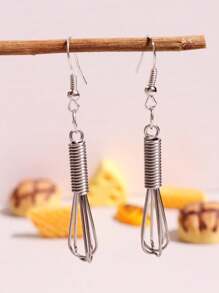1pair Unique Funny Character Housewife Chef Inspired Realistic Whisk Dangle Earrings