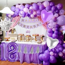 Decoraciones De Globos Morados Para Cumpleaños 18 - Lila Púrpura - Ver 2