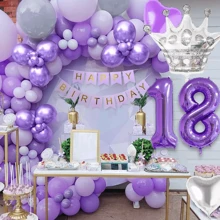 Decoraciones De Globos Morados Para Cumpleaños 18 - Lila Púrpura - Ver 6