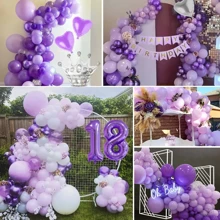 Decoraciones De Globos Morados Para Cumpleaños 18 - Lila Púrpura - Ver 4