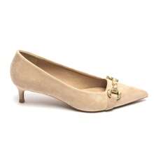Zapatos de tacón bajo negros con rhinestones y hebillas metálicas - Estilo clásico y elegante - Caqui - Ver 2