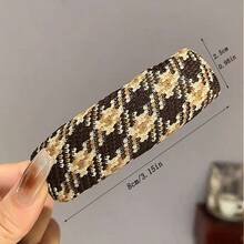 2 件装女士多色面料和仿皮 BB 发夹，秋冬新款复古格子咖啡色时尚发饰，别致街头时尚日常使用 - 彩色 - 查看 6