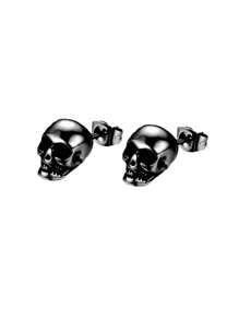 Skull Stud Earrings, Punk Style Skull Ear Studs, Vintage Unisex Earrings For Halloween, Christmas, Valentine's Day And Holidays - Multicolor - View 5