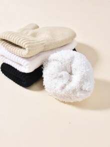 3 双幼儿/儿童纯色加厚保暖内衬全指手套，多色可选，温暖冬季手套，适合日常休闲穿着和户外通勤 - 彩色 - 查看 2