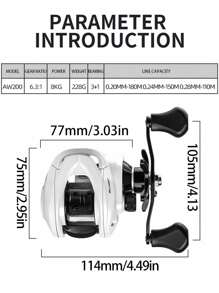 BILLINGS 1pc Blaze Aw200 Series Waterdrop Wheel, Lightning Strong Wheel, 6.3:1 Gear Ratio, 8kg Max Drag, Fishing Reel