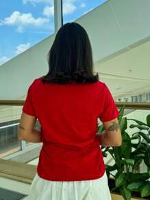 Strawberry Print T-Shirts 100% Cotton - Đỏ - Xem 3