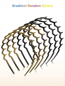 6Pcs Zigzag Headband Plastic Shark Tooth Hair Comb Hairband Zig Zag Headband Plastic Wavy Teeth Hair Hoop Accessory For Girls - Multicolor - View 3