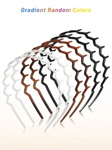 6Pcs Zigzag Headband Plastic Shark Tooth Hair Comb Hairband Zig Zag Headband Plastic Wavy Teeth Hair Hoop Accessory For Girls - Multicolor - View 2