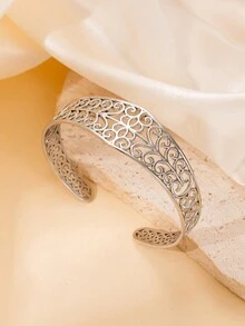 1 chiếc vòng tay hình vương miện bằng thép không gỉ mạ vàng 18K kiểu dáng cổ điển dành cho nữ, có thể điều chỉnh kích thước để đeo hàng ngày và đám cưới, có thể xếp chồng lên nhau - vòng đeo tay - Xem 2