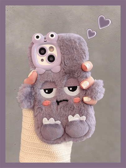 New Cute Purple Funny Plush Monster Phone Case Compatible With IPhone 14 Pro Max/14 Pro/14, IPhone 15 Pro Max/15 Pro/15, IPhone 16 Pro Max/16 Pro/16, IPhone 13 Pro Max/13 Pro, IPhone 11, IPhone 12, Minimalist Cartoon Design For Women
