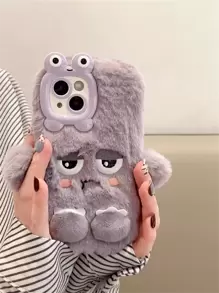 全新可爱紫色趣味毛绒怪兽手机壳，适用于 14 Pro Max/14 Pro/14、 15 Pro Max/15 Pro/15、 16 Pro Max/16 Pro/16、 13 Pro Max/13 Pro、 11、 12，简约卡通设计，适合女性