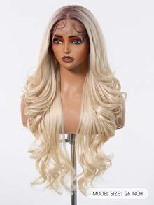 13x6 HD Glueless Lace Front Wigs Ombre Blonde Long Body Wave Synthetic Lace Wig For Women,Wear And Go Wig Wig With Pre Plucked Natrural Hairline And Baby Hair 26 Inch - Tóc vàng ombre - Xem 5