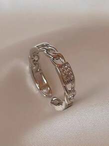 1PC Small Fresh Double Ring Women's Simple Personality Flower Ring Women's Open Ring Jewelry Elegant Halloween