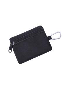 1pc Multifunctional Outdoor Wallet, Casual Coin Purse, Mini Zipper Waist Bag Organizer Pack - Black - View 5