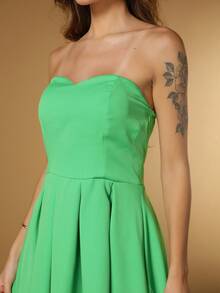 Short Godet Dress - Màu xanh Bạc hà - Xem 3