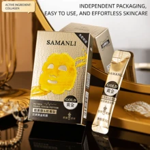 SAMANLI 6g*10片/盒 萨曼莎维生素E蛇肽胶原蛋白金色软面膜 保湿紧致抗皱 - 金色 - 查看 3