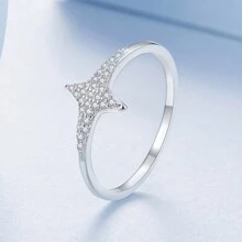WOSTU 1 pieza Anillo de plata de ley 925 con estrellas brillantes para mujer, joyería de moda, regalo