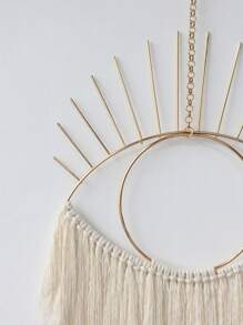 1pc Boho Eye Wall Hanging Decor – Handcrafted Woven Macrame Wall Art With Gold Metal Frame For Bohemian Home, Bedroom, Or Living Room – Unique Geometric Eye Shaped Tapestry For Modern Minimalist Interiors,Home Decor ,Room Decor,Wall Decor Gifts Birthday Graduation