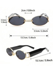 2 件装女士椭圆形镜框经典复古精致时尚眼镜组合适合度假装扮街拍宴会装饰 - 彩色 - 查看 4