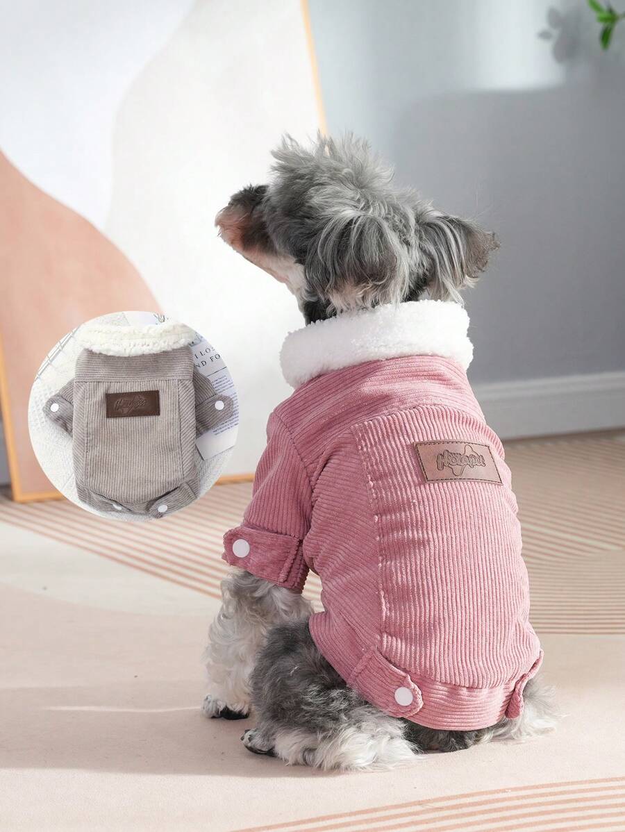 1 chiếc áo khoác cho chó, áo khoác chống gió, giữ ấm, lót nhiệt cho chó mèo nhỏ sử dụng vào mùa thu/đông - Xám - Xem 1