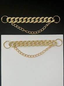 1/2 件木质木屐树脂锌合金链鞋配件，易于安装可拆卸 DIY 装饰，用于定制玛丽珍鞋、花园鞋、镂空鞋、凉鞋和沙滩包 - 节日、派对和特殊场合的完美礼物 - 金色 - 查看 8