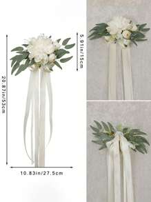 1PC 婚礼椅背花和婚车花仿真玫瑰满天星薰衣草婚礼过道椅装饰靠背花户外婚礼过道装饰椅背花，婚庆摄影道具椅背装饰花婚庆用品 - 多色 - 查看 16