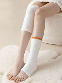 1 Pair Coral Fleece Fluffy Leg Warmers, Winter Thick Knee Protector Leg Sleeve For Women, Cozy - Light Grey - View 17
