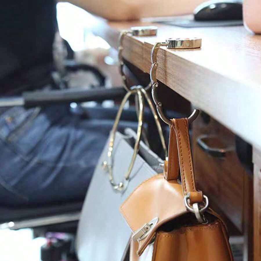 Móc treo có thể gập lại, móc cạnh bàn, móc bàn bằng kim loại, tiết kiệm sức lao động cho văn phòng, bàn học, tiện lợi khi đi du lịch - Nhiều màu - Xem 1