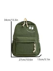 灯芯绒学生书包可爱简约校园背包 - 綠色 - 查看 6