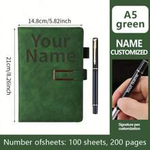 1pc Custom A5 Notebook & Ballpoint Pen Set - Personalized With Name, Phone Number, And More - Ideal For Journaling, Notes, And Gifts,Retro Buckle Design - Ideal Gift For Office Or Personal Use,Christmas Gifts,Back To School,School Supplies,Shop Back To School ,Classromm,Shell,Bag Charm,Storage - Notebook + Pen - View 6