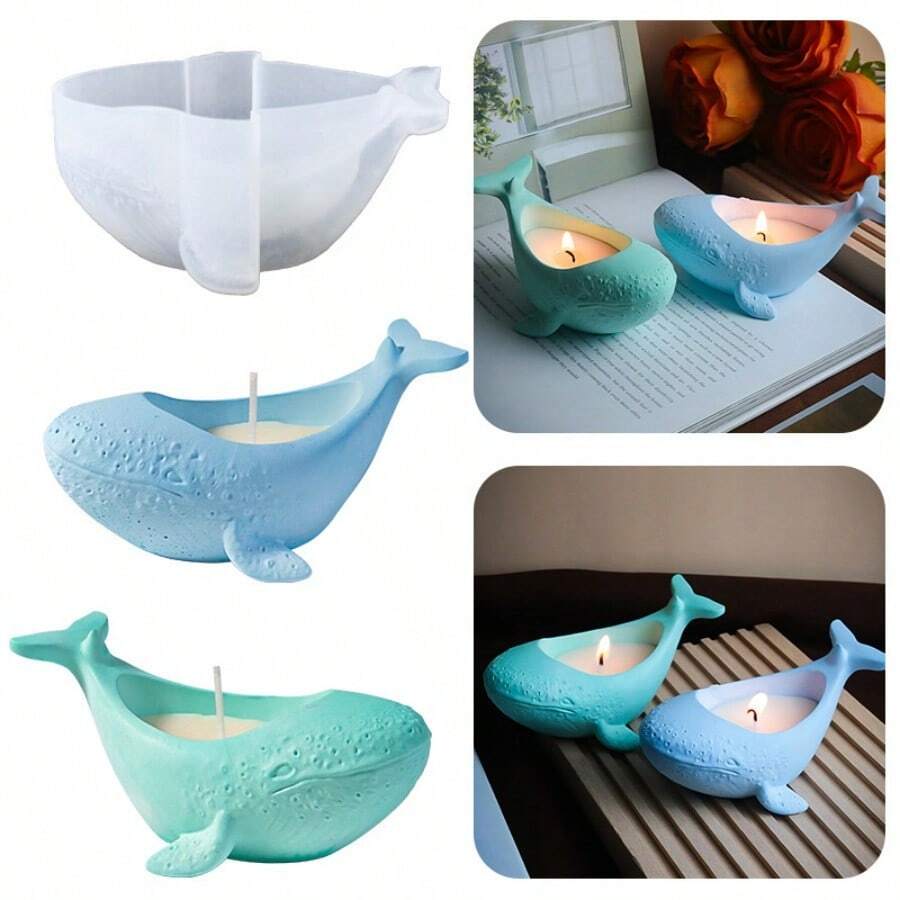 DIY Resin Casting Mold, Whale Candle Holder Silicone Mold, Succulent