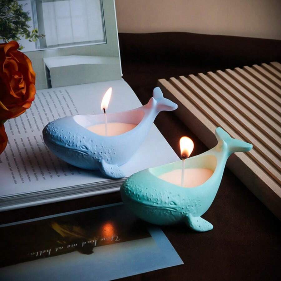 DIY Resin Casting Mold, Whale Candle Holder Silicone Mold, Succulent