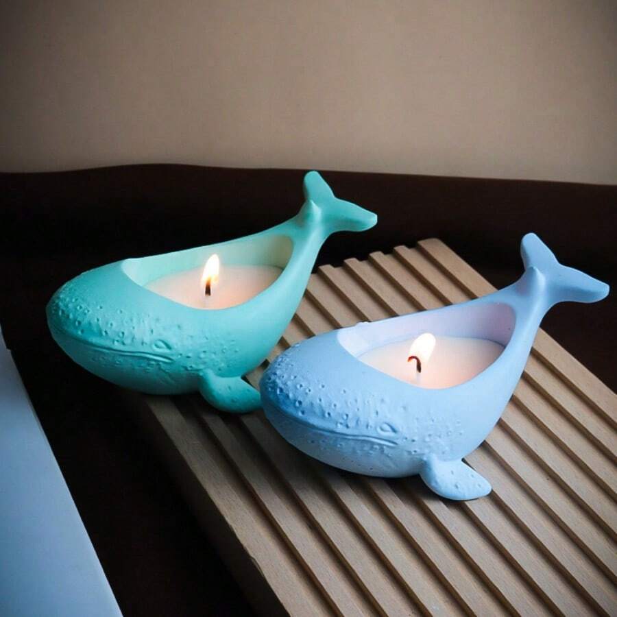 DIY Resin Casting Mold, Whale Candle Holder Silicone Mold, Succulent