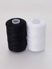 Juego de 1/2/4 piezas de 300m de hilo de coser de poliéster, fuerte y duradero, en negro y blanco para máquinas y costura a mano - en blanco y negro - Ver 4