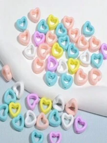 Bộ 1 gói khoảng 60 hạt trái tim rỗng bằng acrylic, màu Macaron, vật dụng làm đồ trang sức tự làm, men giả - Nhiều màu - Xem 1