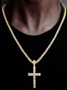 1 Miếng Sang trọng Khối Zirconia  Mặt dây chuyền chữ thập Dây chuyền Cho nam giới Cho bữa tiệc , Đối với Đồ trang sức Qủa tặng Và Buổi tiệc - Bạc - Xem 20