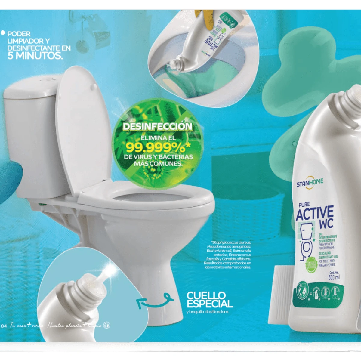 Stanhome Active WC white, Gel abrillantador desinfectante para inodoro - Blanco - Ver 1