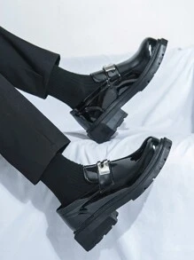 Giày lười đế dày tăng chiều cao cho nam Giày lười da bóng tua rua công sở cho nam - màu đen - Xem 7