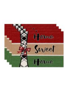 1 件/4 件/6 件圣诞冬季餐垫、圣诞车、冬青树花瓶麋鹿亚麻餐垫、防污餐垫，适用于家庭、餐厅、餐桌装饰、家居用品