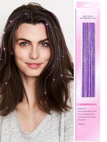 時尚派對聖誕新年禮物女士髮飾金屬絲一包12 件裝,夾式髮飾金屬絲20 英寸彩色閃光金屬絲接發,節日禮物金屬絲仙女接發派對炫彩髮飾(20 英寸12 件,彩色)