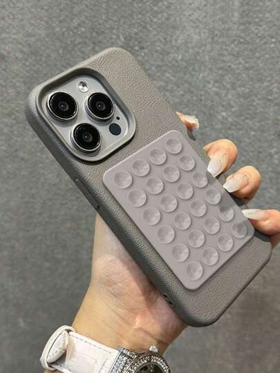 Back To School Holder Luxury Suction Cup Stand Litchi Pattern Phone Case Compatible With Iphone 15 14 13 12 11 Pro Max Fashion Simple Shockproof Phone Case Waterproof Anti-Fall Scratch Resistant