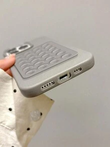 Back To School Holder Luxury Suction Cup Stand Litchi Pattern Phone Case Compatible With Iphone 15 14 13 12 11 Pro Max Fashion Simple Shockproof Phone Case Waterproof Anti-Fall Scratch Resistant - Grey - View 7