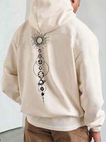 2024新款休闲男友风男士长袖印花卫衣，圆领T恤，卡其色，秋冬款 - 卡其色 - 查看 2