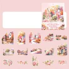 15 张/包复古风景贴纸、创意美学装饰贴纸、DIY 剪贴簿工艺材料、节日礼物、个性化贴纸相册学校用品 - 粉色 - 查看 10