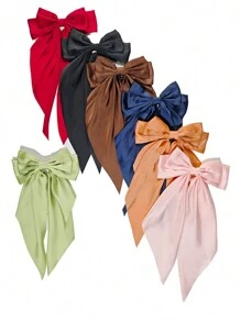 7 chiếc nơ cài tóc lớn có đuôi dài kẹp tóc bằng vải satin mềm mại dành cho phụ nữ kẹp tóc lớn kẹp kim loại nơ thẩm mỹ cho phụ nữ mặc hàng ngày - Nhiều màu - Xem 2